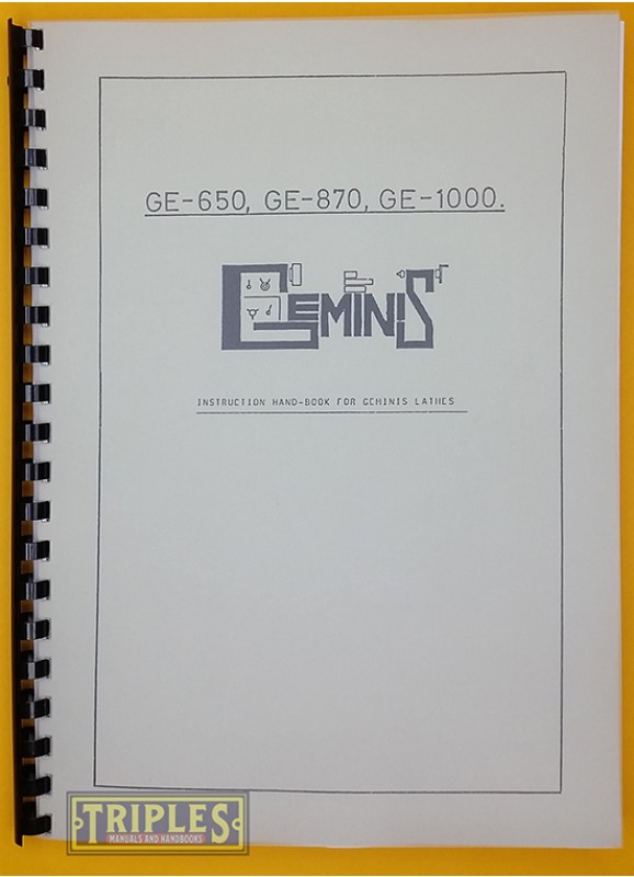 Geminis GE-650, GE-870, GE-1000 Instruction Handbook for Geminis